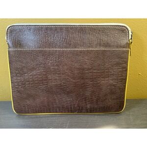 Pebbled Brown Leather Sunshine Handmade Folio Case iPad Tablet Cover